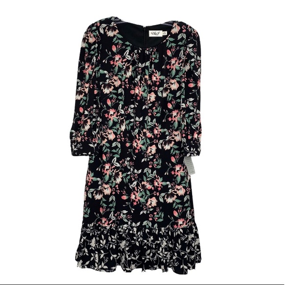 Eliza J Dress NWT Sz 10 Black Green Pink Floral